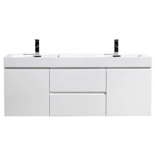 60 Inch Double Sink Wall Mounted Modern Bathroom Vanity