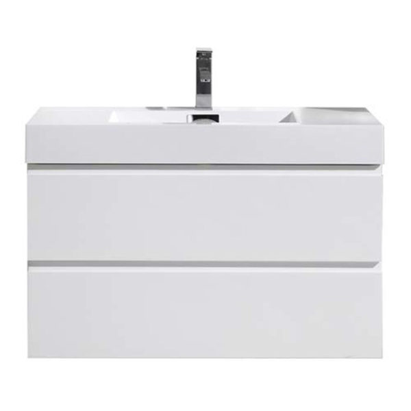 36 Inch Wall Mounted Bathroom Vanity W/2 Drawers and Acrylic Sink